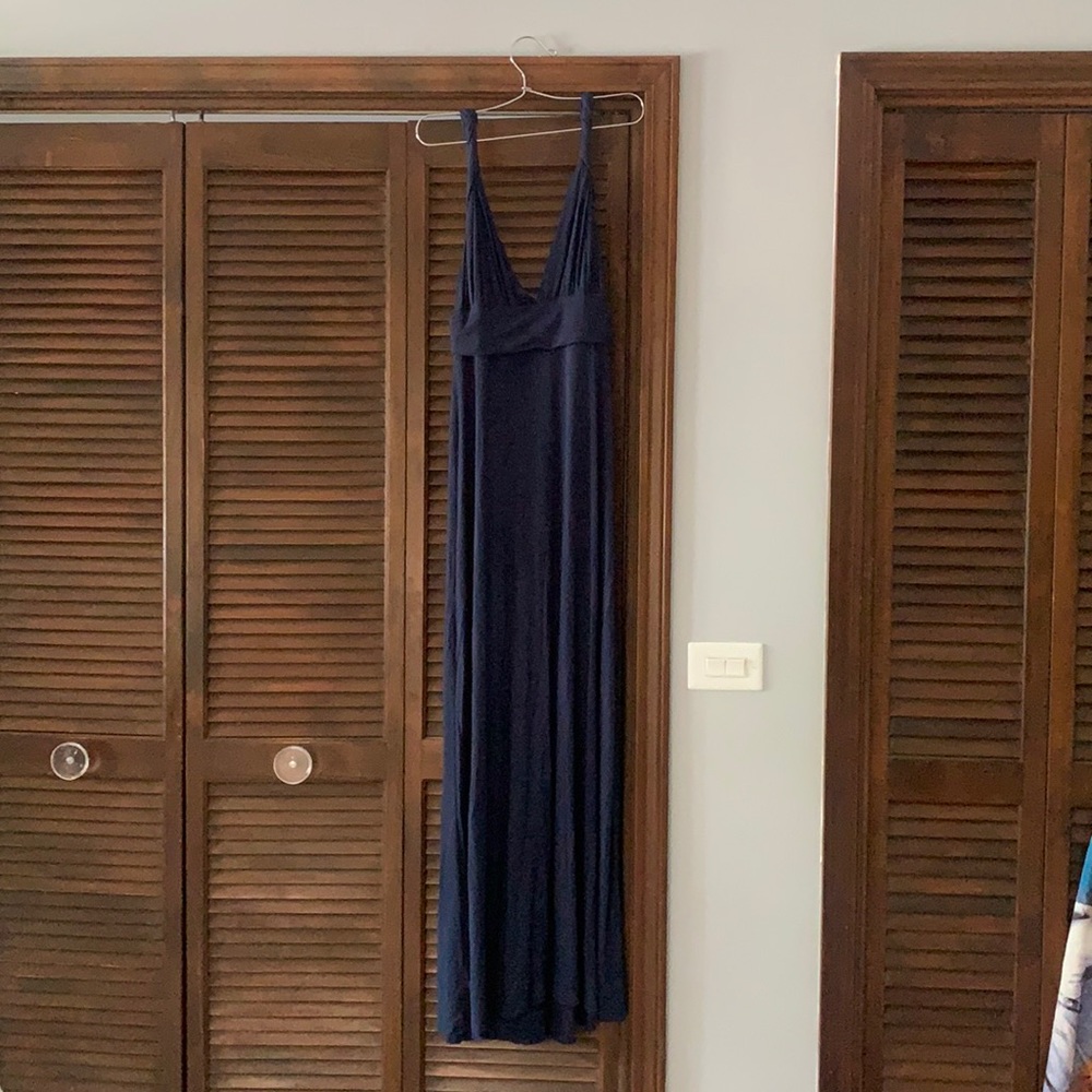 t-bags navy maxi dress sz sm